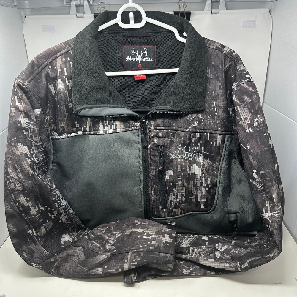 Black Antler Jacket Men 2XL Grey Digital Camo Full Zip Softshell Hunting